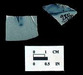 Debased Scratch-blue body sherds, Oxon Hill, 18PR175, vessels #6031 (left) and #6030 (right).